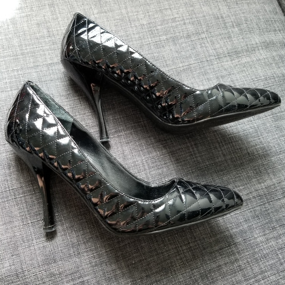 Enzo Angiolini quilted patent leather heels